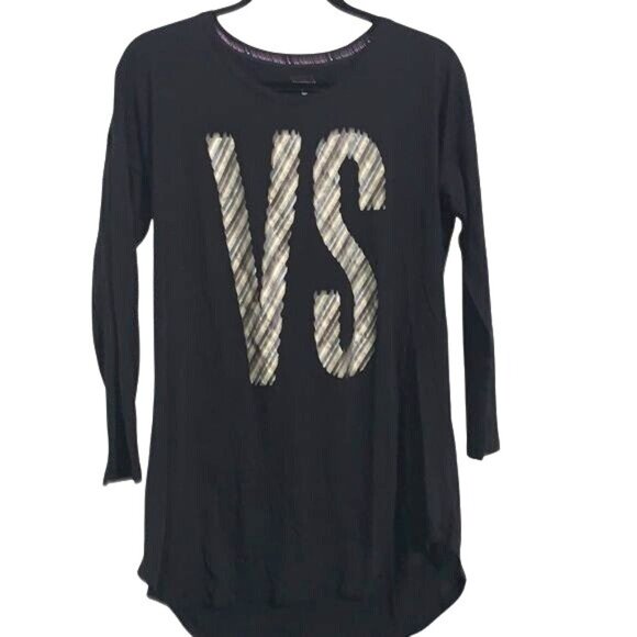 Victorias Secret Black Long Sleeve Tunic Top With VS Logo S/P Cotton & Polyester - Picture 1 of 7